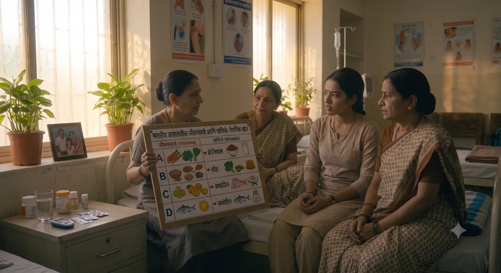 प्रमुख जीवनसत्त्वं व खनिजांचे भारतीय आहारातील नैसर्गिक स्रोत दर्शवणारी आकृती